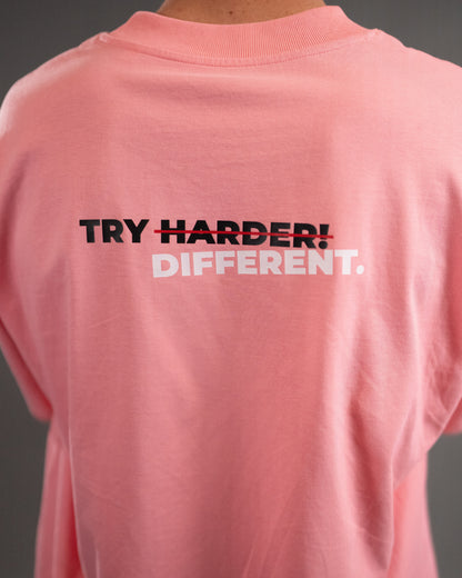 TRY DIFFERENT Oversized T-Shirt – Vintage Pink