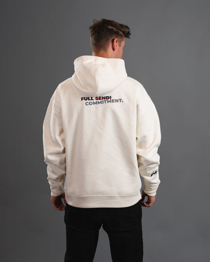 FULL COMMITMENT Hoodie – Cremeweiß